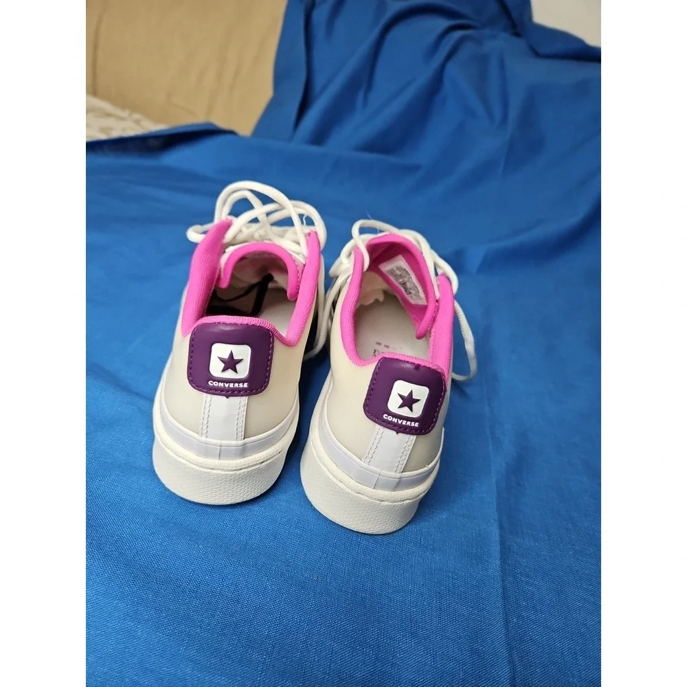 Converse Pro Leather Ox Sneakers White Purple Pink Unisex Men 7 Women 8.5 NEW - Picture 4 of 11
